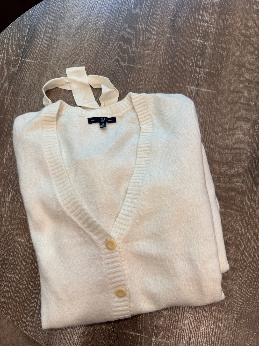 GAP Cream V-Neck Button Cardigan